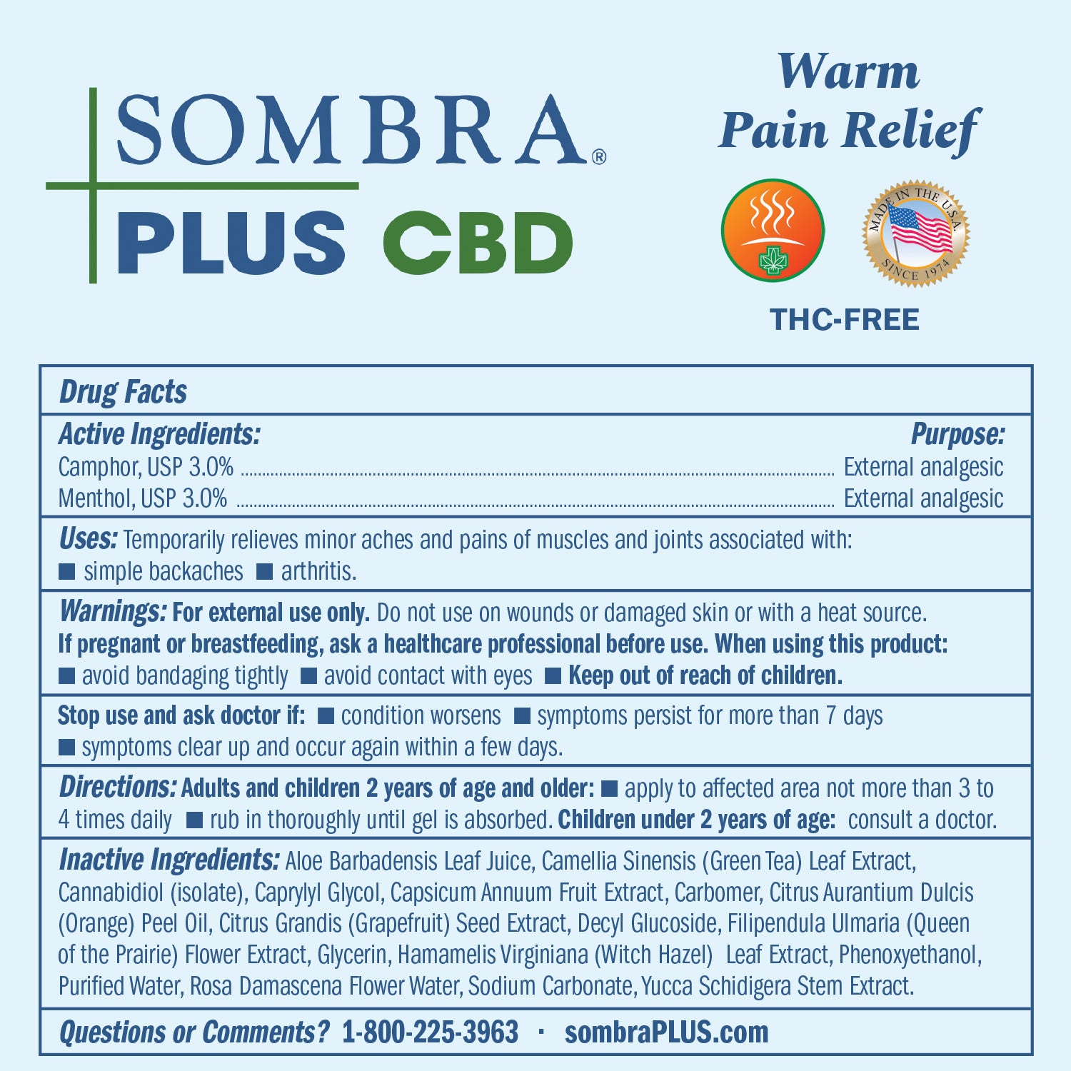 Sombra® PLUS CBD Warm Pain Relief 4oz